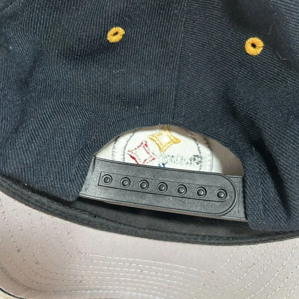 Vintage Logo Athletic Pittsburgh Steelers Hat Snapback NFL Black Wool Blend‎ Cap